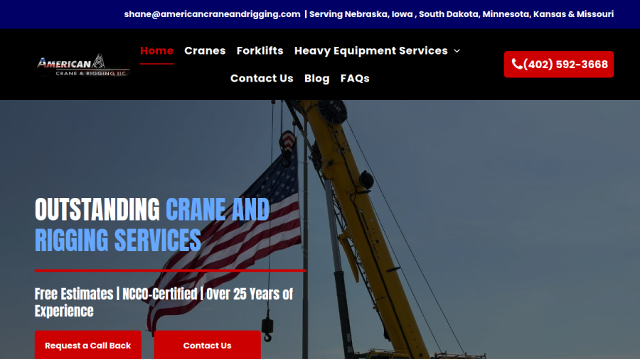 American Crane & Rigging LLC website