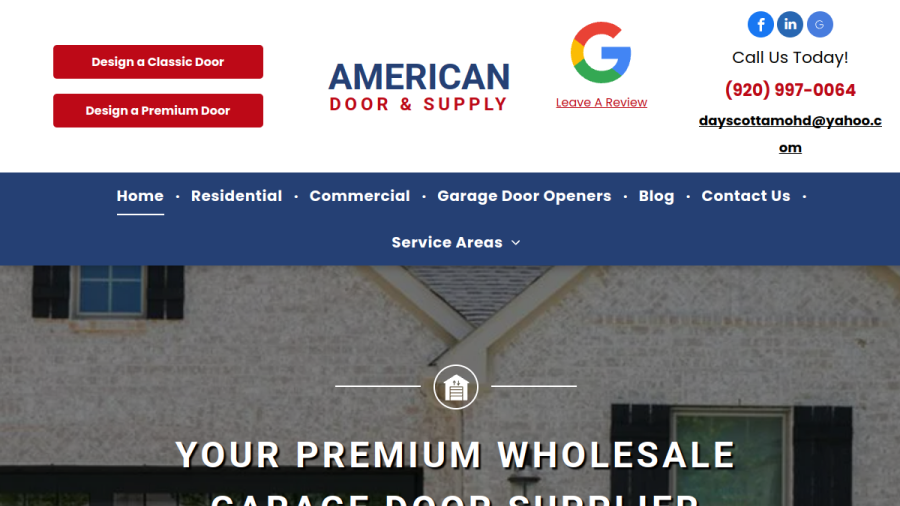 Screenshot of the American Door & Supply website