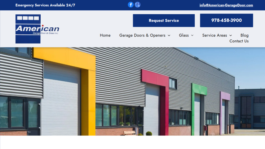 Screenshot of the American Garage Door & Glass Inc website