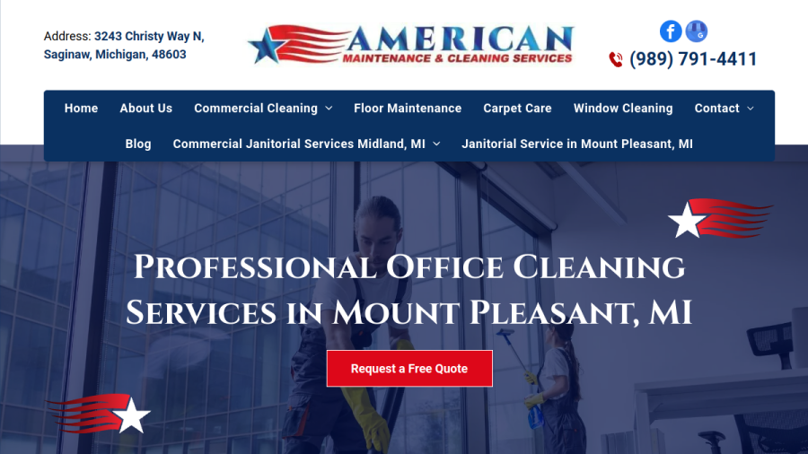 Screenshot of the American Maintenance And Cleaning Services website