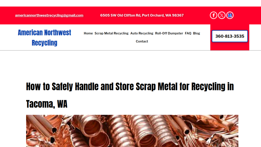 Website screenshot of American Northwest Recycling