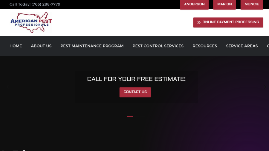Screenshot of the American Pest Professionals website