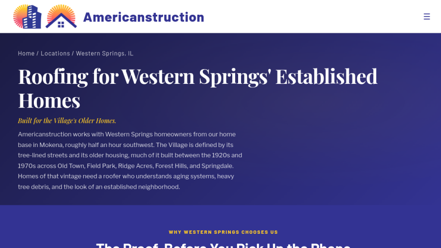 Screenshot of the Americanstruction Inc website