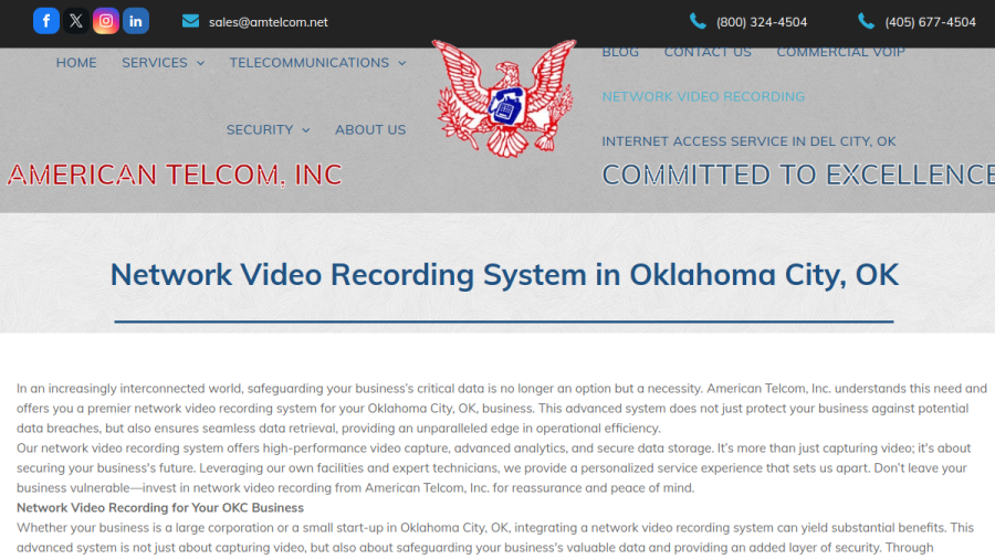 Screenshot of the American Telcom Inc website