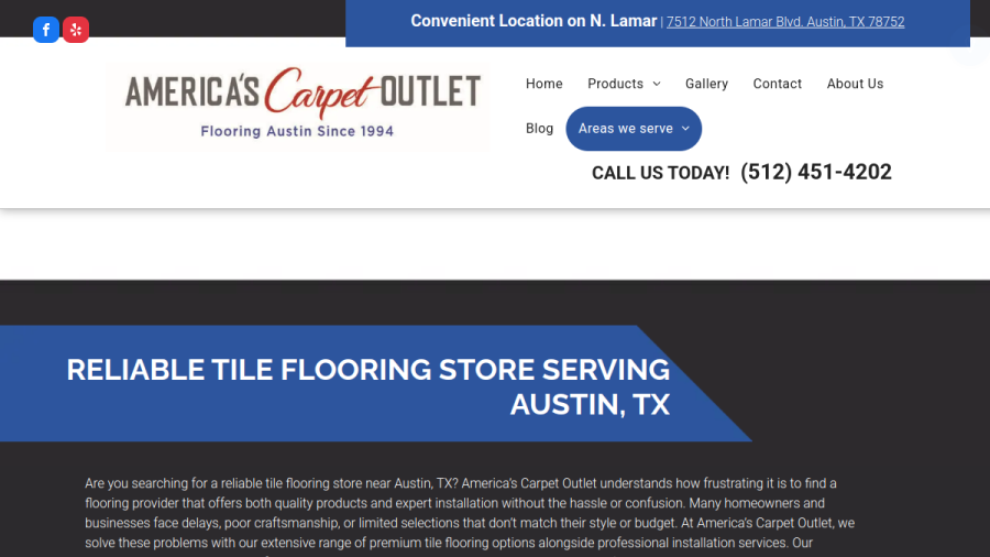 Screenshot of the America's Carpet Outlet website