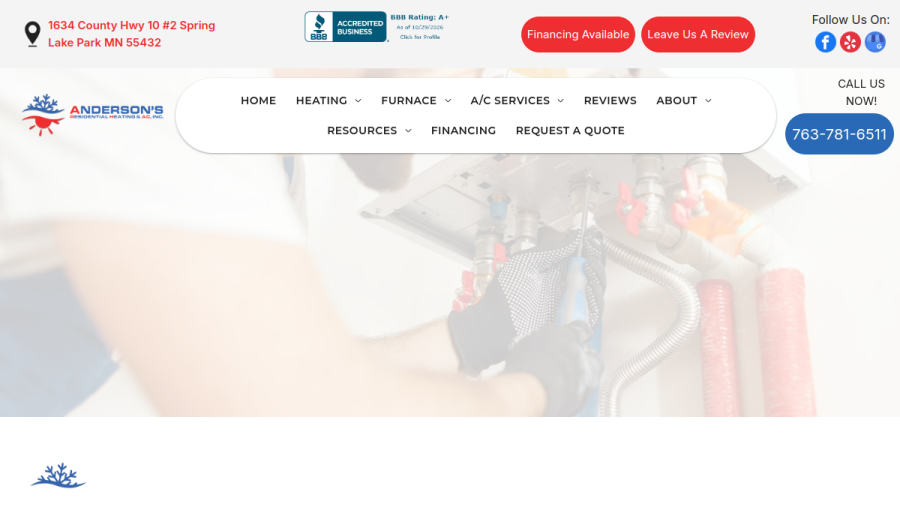 Anderson's Residential Heating & AC website