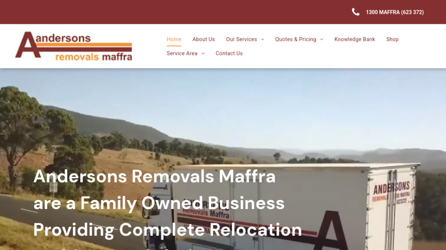 Andersons Removals Maffra website screenshot