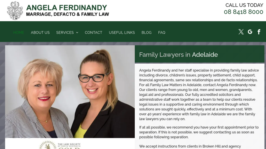 Screenshot of the Angela Ferdinandy website