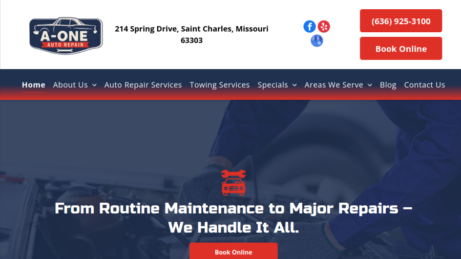 A One Auto Repair website