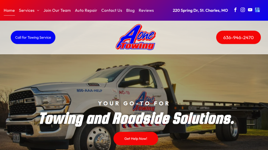 A-One Towing website