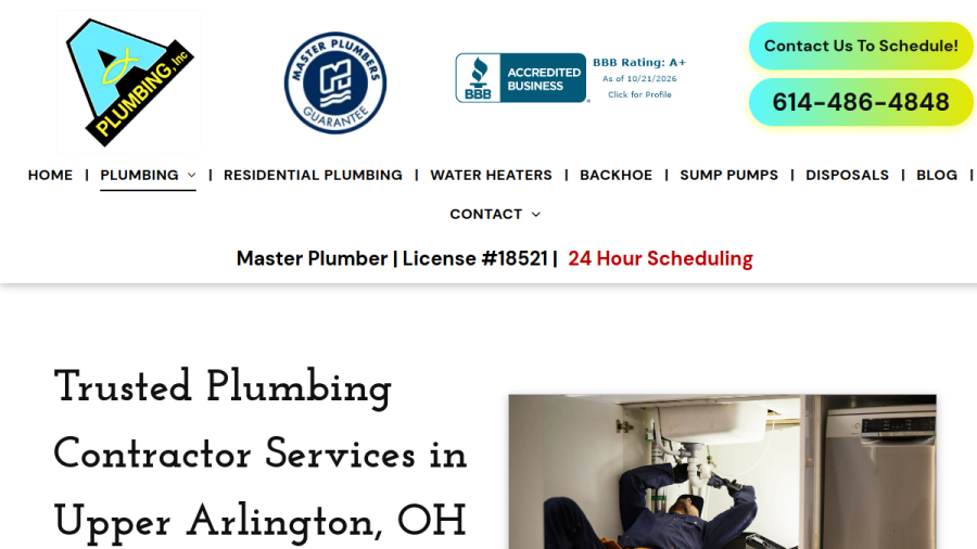 Website screenshot of A-Plumbing, Inc.