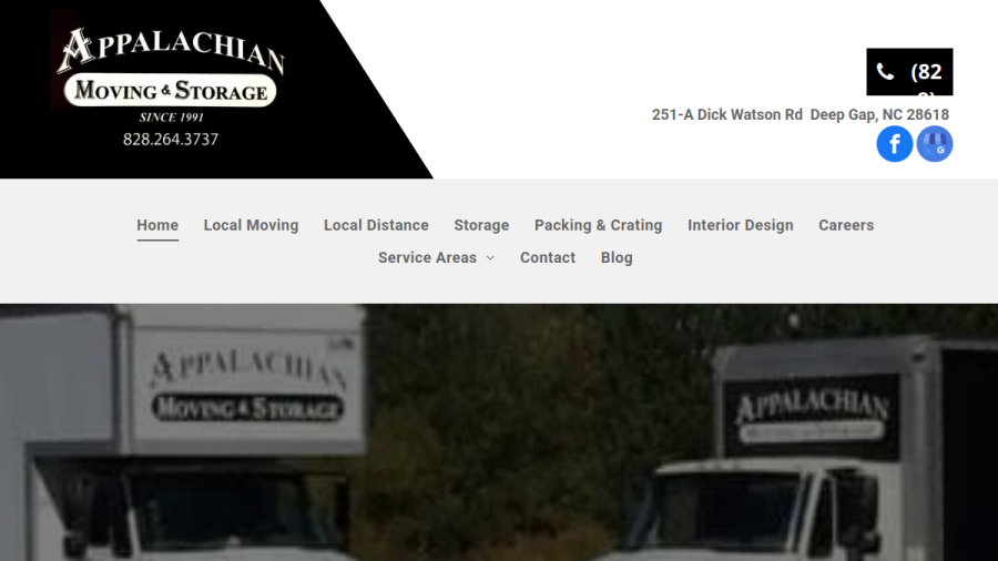 Screenshot of the Appalachian Moving & Storage, LLC website