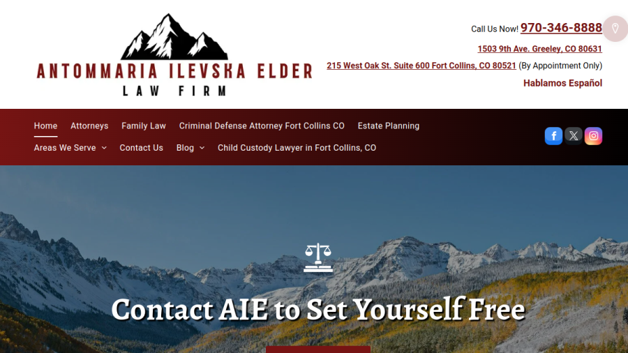 Screenshot of the Antommaria Ilevska Elder LLC website