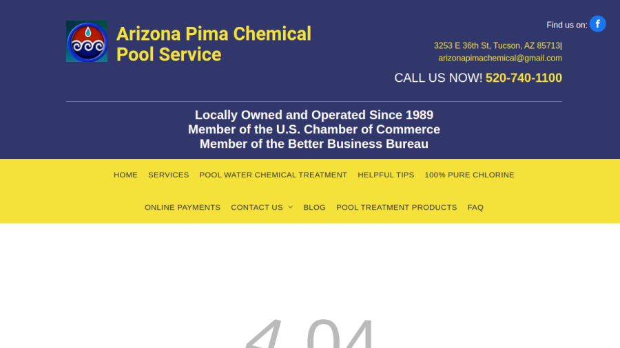 Arizona Pima Chemical Pool Service website
