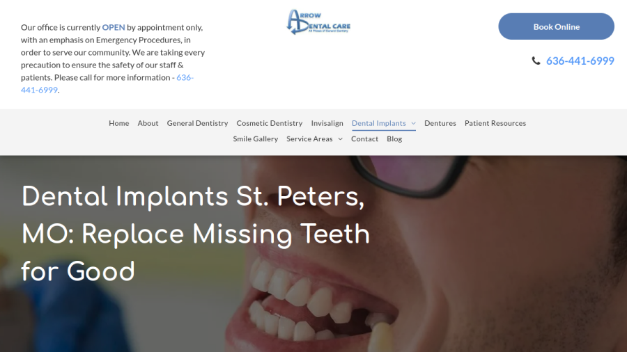 Arrow Dental Care website screenshot