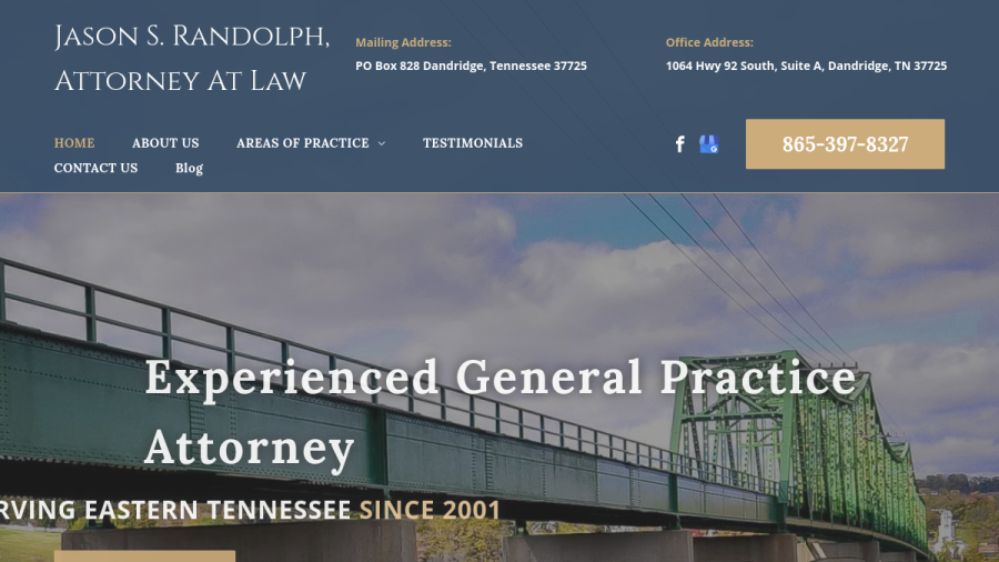 Screenshot of the Jason S. Randolph, Attorney at Law website