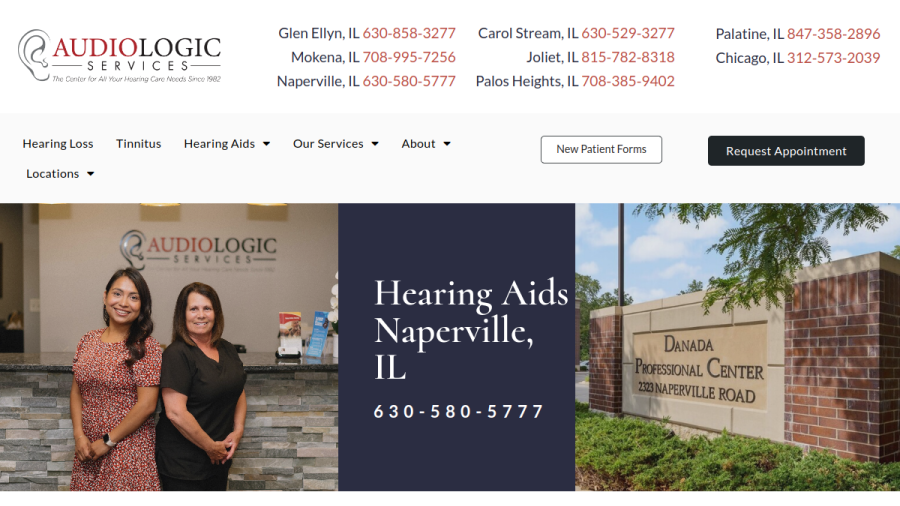 Screenshot of the Audiologic Services website