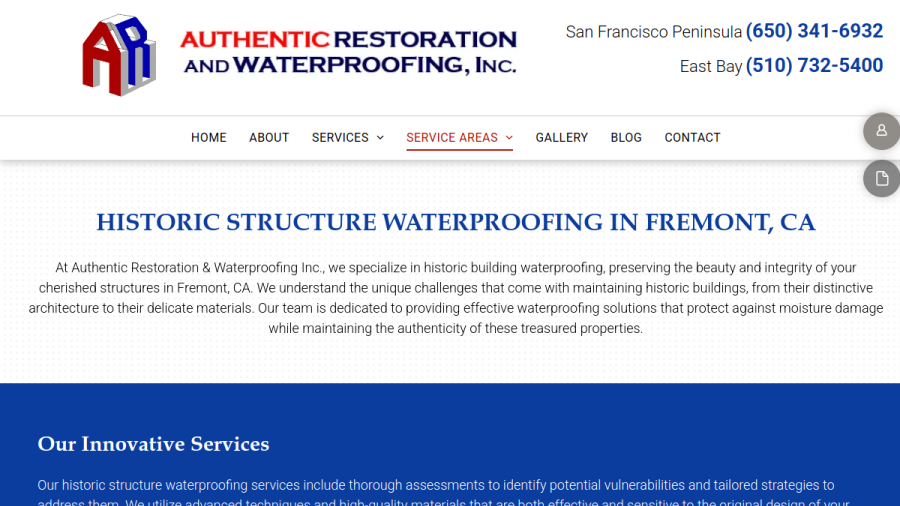 Authentic Restoration & Waterproofing Inc website