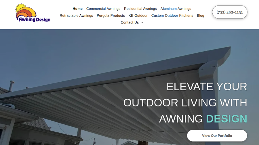 Screenshot of Awning Design Inc website