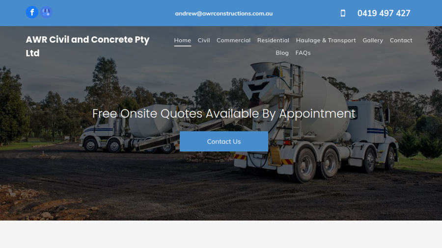 AWR Civil and Concrete Pty Ltd website