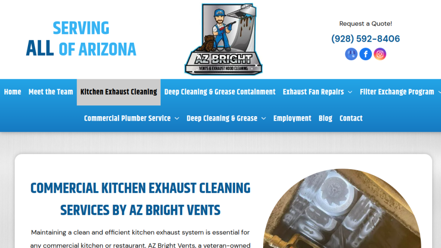 AZ Bright Vents & Exhaust Hood Cleaning website
