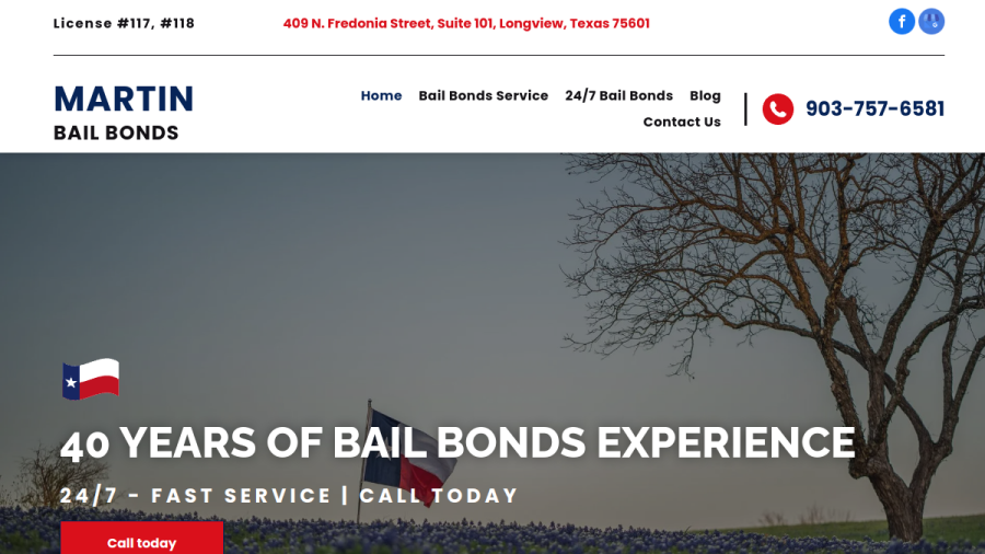 Screenshot of Martin Bail Bonds website