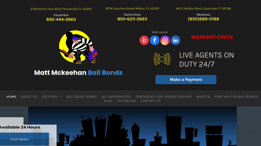 Screenshot of the Matt Mckeehan Bail Bonds website
