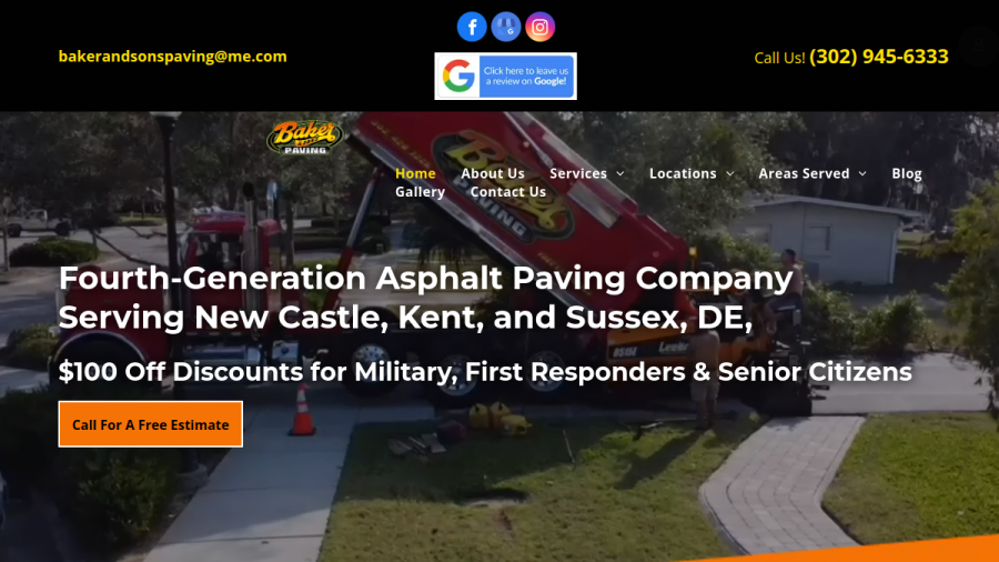 Baker and Sons Paving website