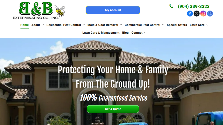 B & B Exterminating website