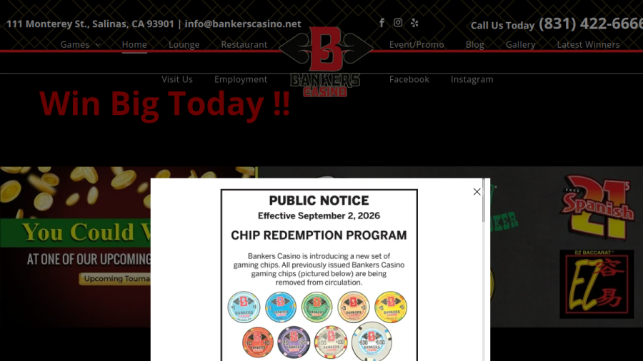 Bankers Casino website