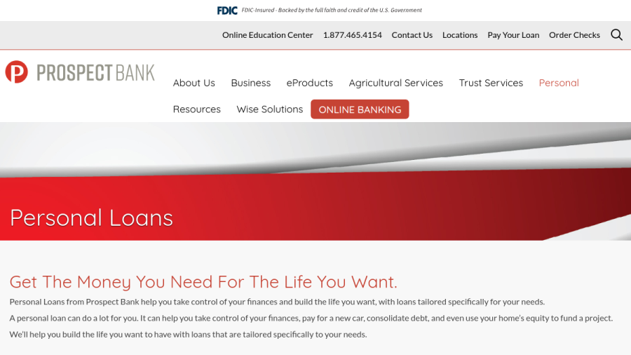 Prospect Bank website