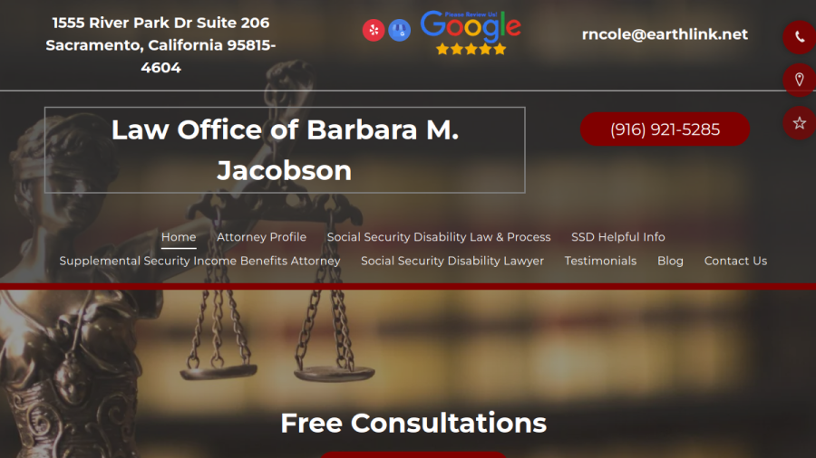 Screenshot of the Law Office of Barbara M Jacobson website