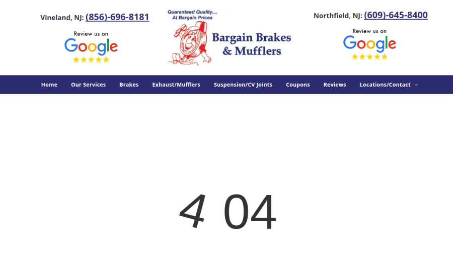 Bargain Brakes & Mufflers website