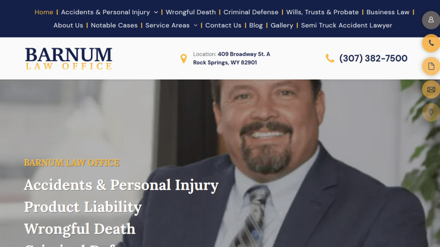 Screenshot of the Barnum Charles Law Office website