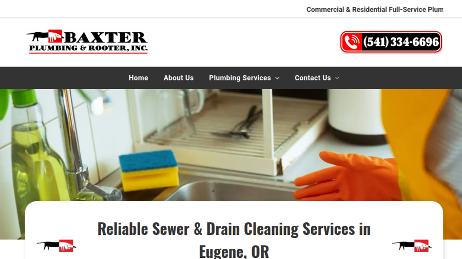 Screenshot of the Baxter Plumbing & Rooter Inc website