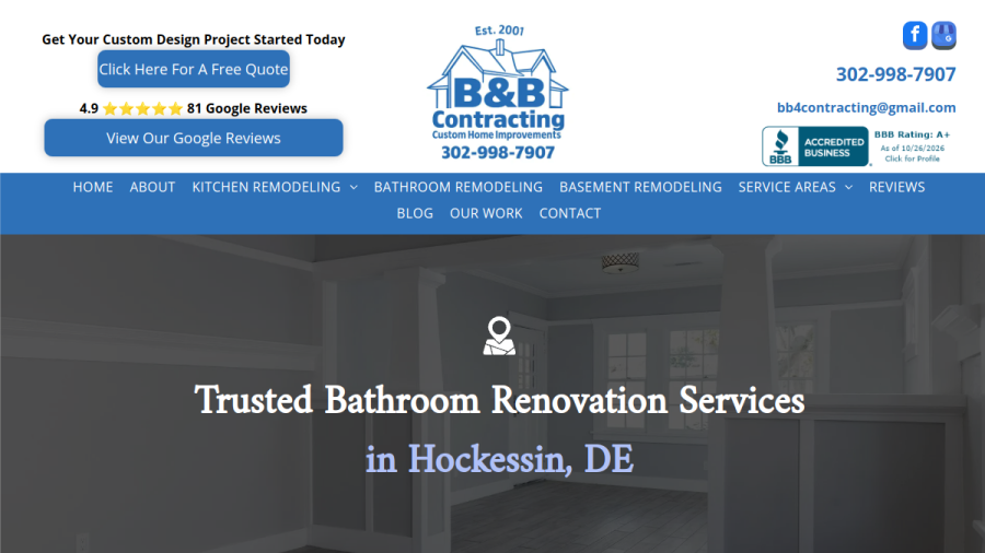 Screenshot of the B & B Contracting, LLC website
