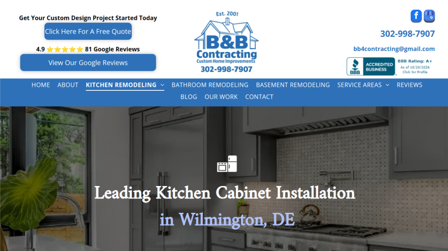 Website screenshot of B & B Contracting, LLC