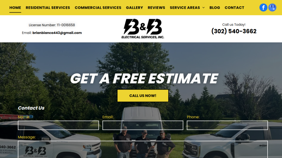 B&B Electrical Services, Inc. website