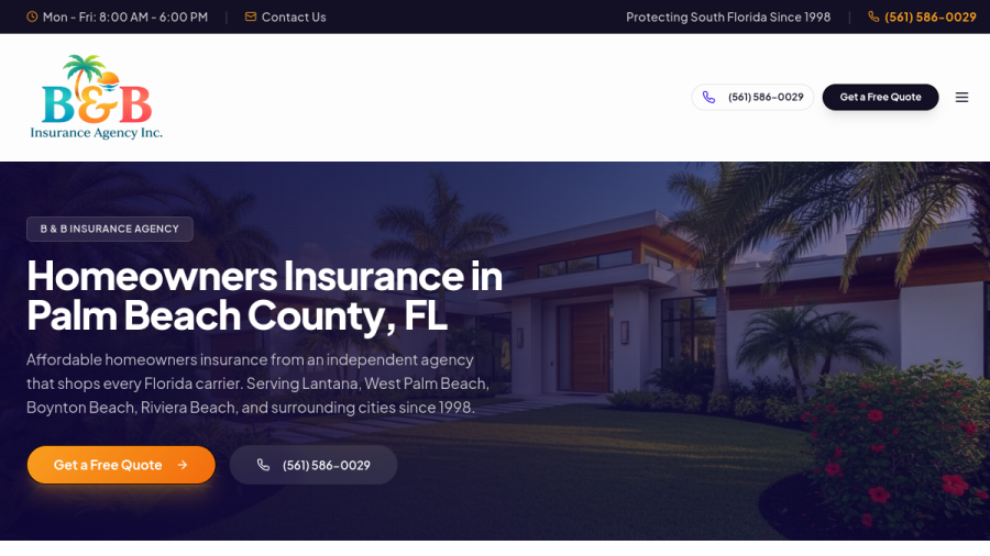Screenshot of the B & B Insurance Agency Inc website