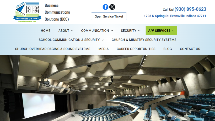 Screenshot of the Business Communications Solutions website