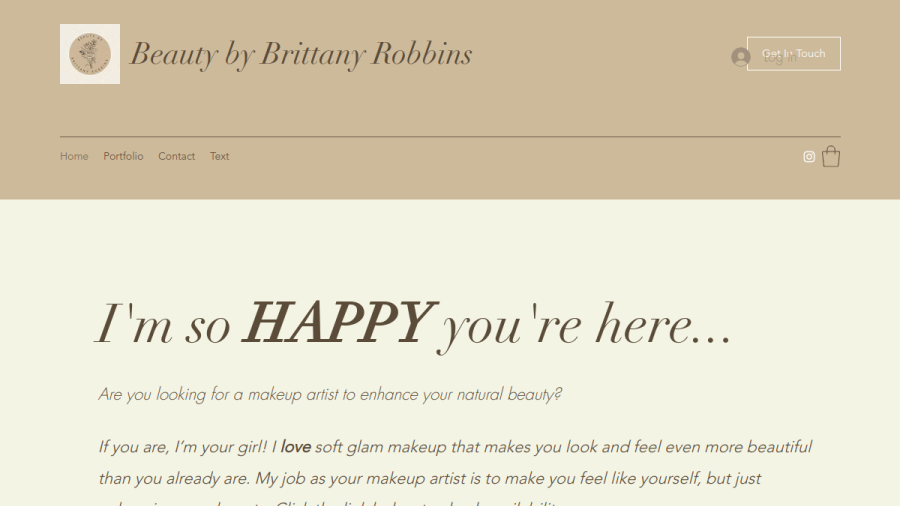 Screenshot of the Beauty by Brittany Robbins website