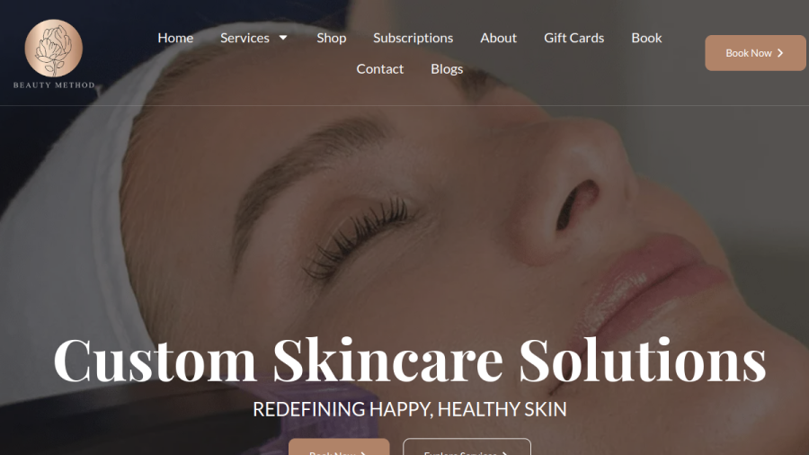 Beauty Method Spa website screenshot