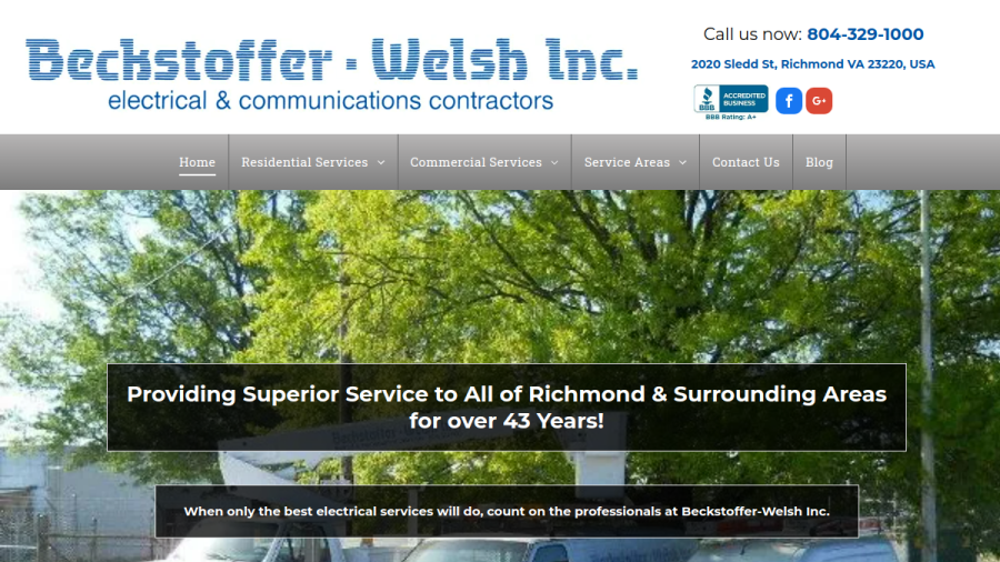 Screenshot of the Beckstoffer-Welsh Inc website