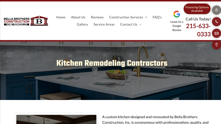 Screenshot of the Bella Brothers Construction website