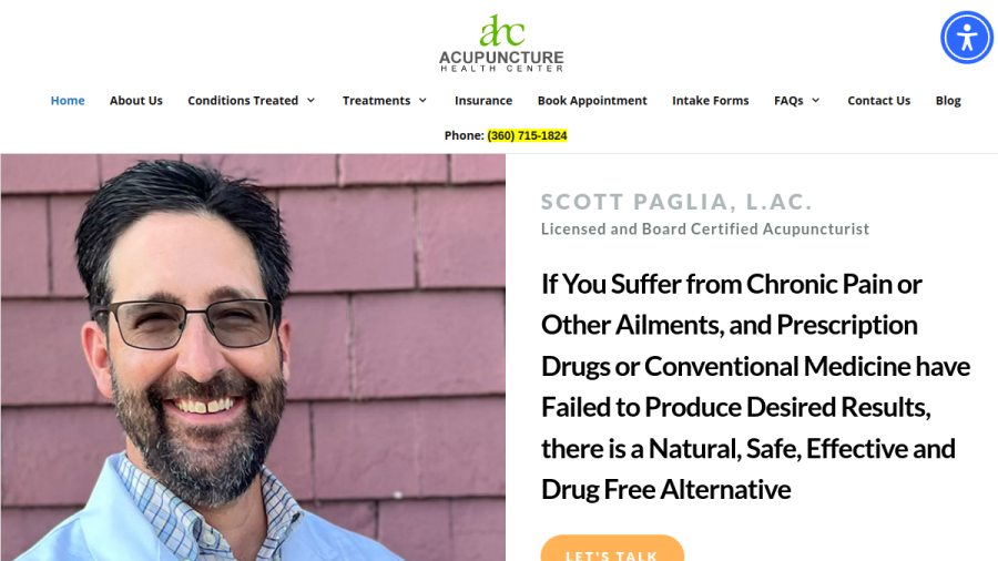 Acupuncture Health Center website screenshot