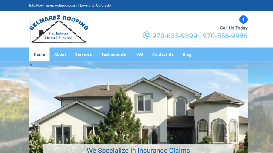 Screenshot of Belmarez Roofing website