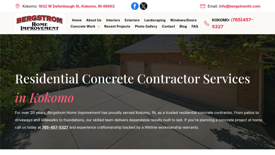 Website screenshot of Bergstrom Home Improvements