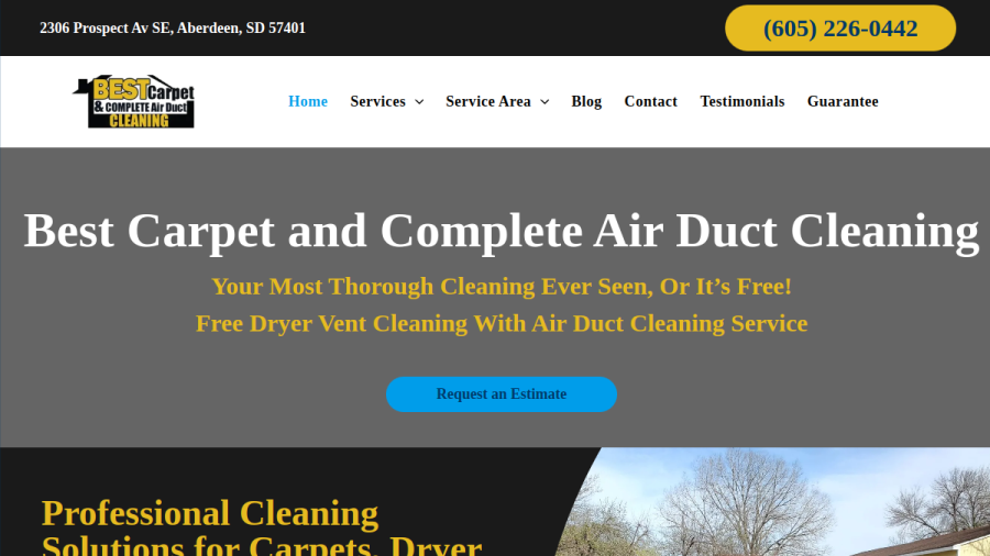 Screenshot of Best Carpet and Complete Air Duct Cleaning website