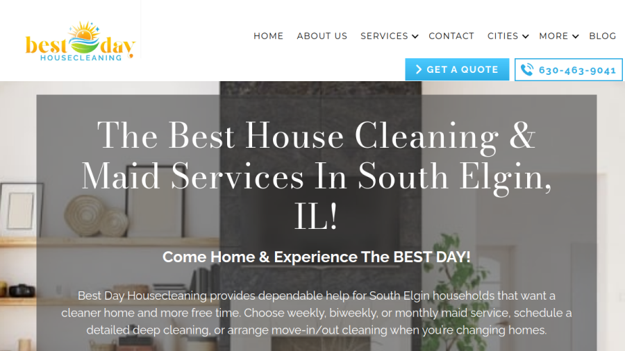Screenshot of Best Day Housecleaning website
