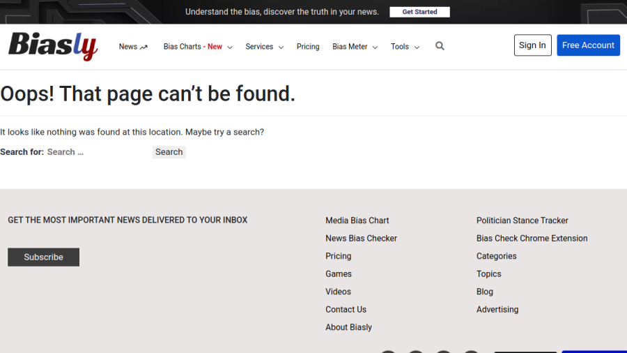 Screenshot of the Biasly website
